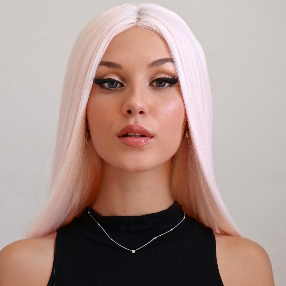 Pastel pink synthetic wig